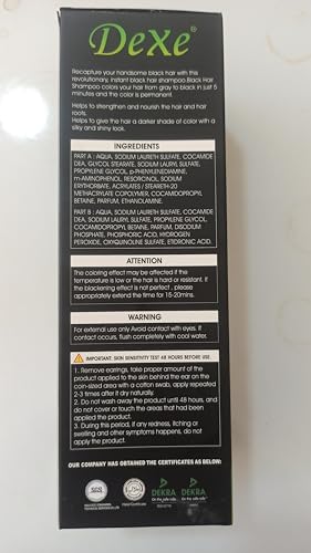 Dexe Black Hair Shampoo 400 ML Instant Hair Darkening Dye for Men Women Black Color - Easy to Use - Lasts 30 Days - Fast Acting Natural Ingredients