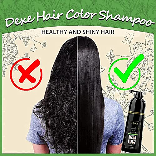 Dexe Black Hair Shampoo 400 ML Instant Hair Darkening Dye for Men Women Black Color - Easy to Use - Lasts 30 Days - Fast Acting Natural Ingredients