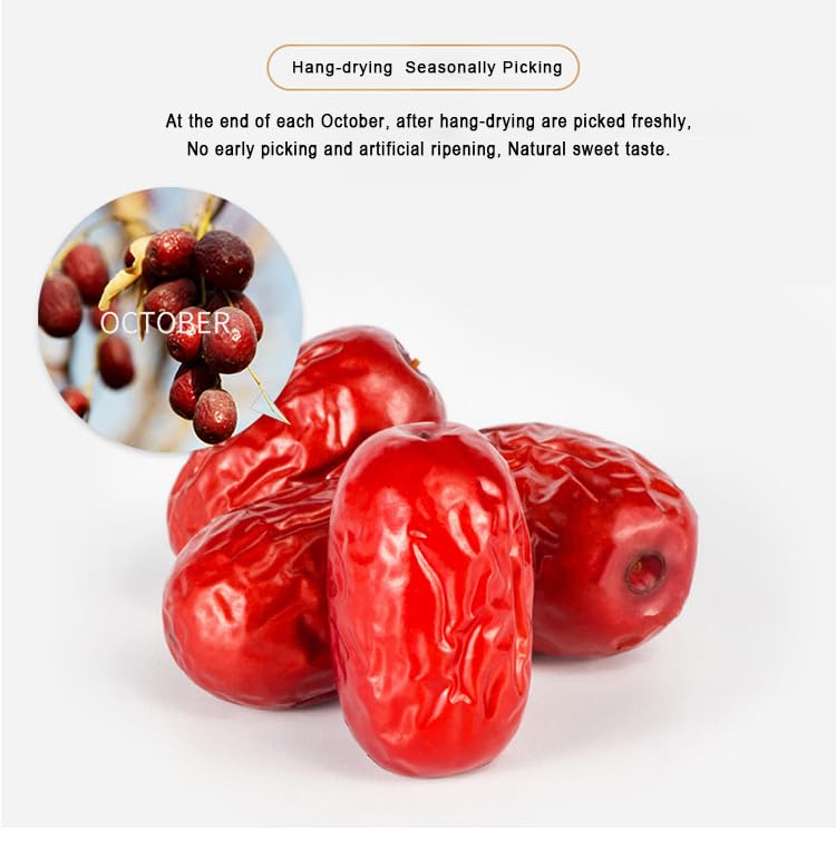 Premium Dried Jujube Fruit 1 kg - Great Snack for a Quick and Healthy Boost No Added Sugar, Vegan