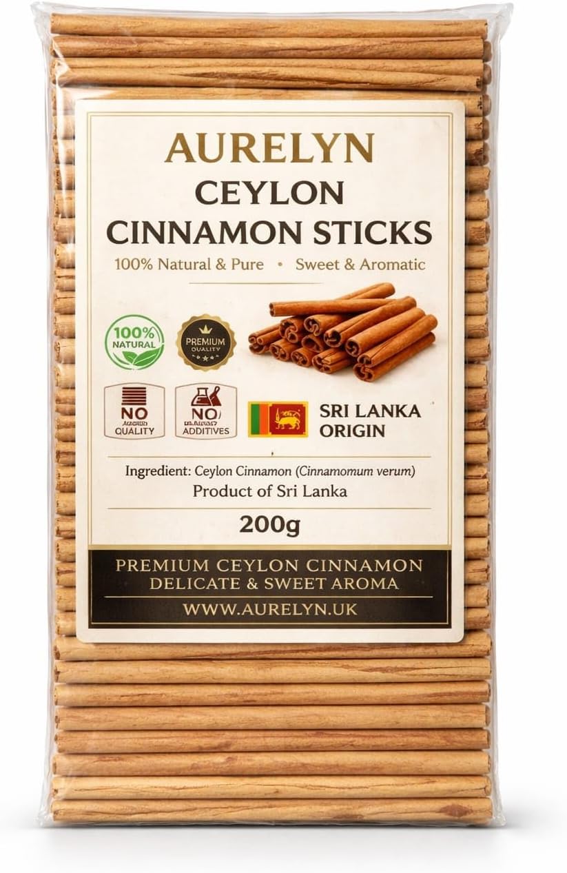 Ceylon Cinnamon Sticks (200G) | Cinnamon Quills | 100% Natural & Pure | Zimt | Cannelle | Canela | Danchini Sticks | Sweet and Aromatic 200G