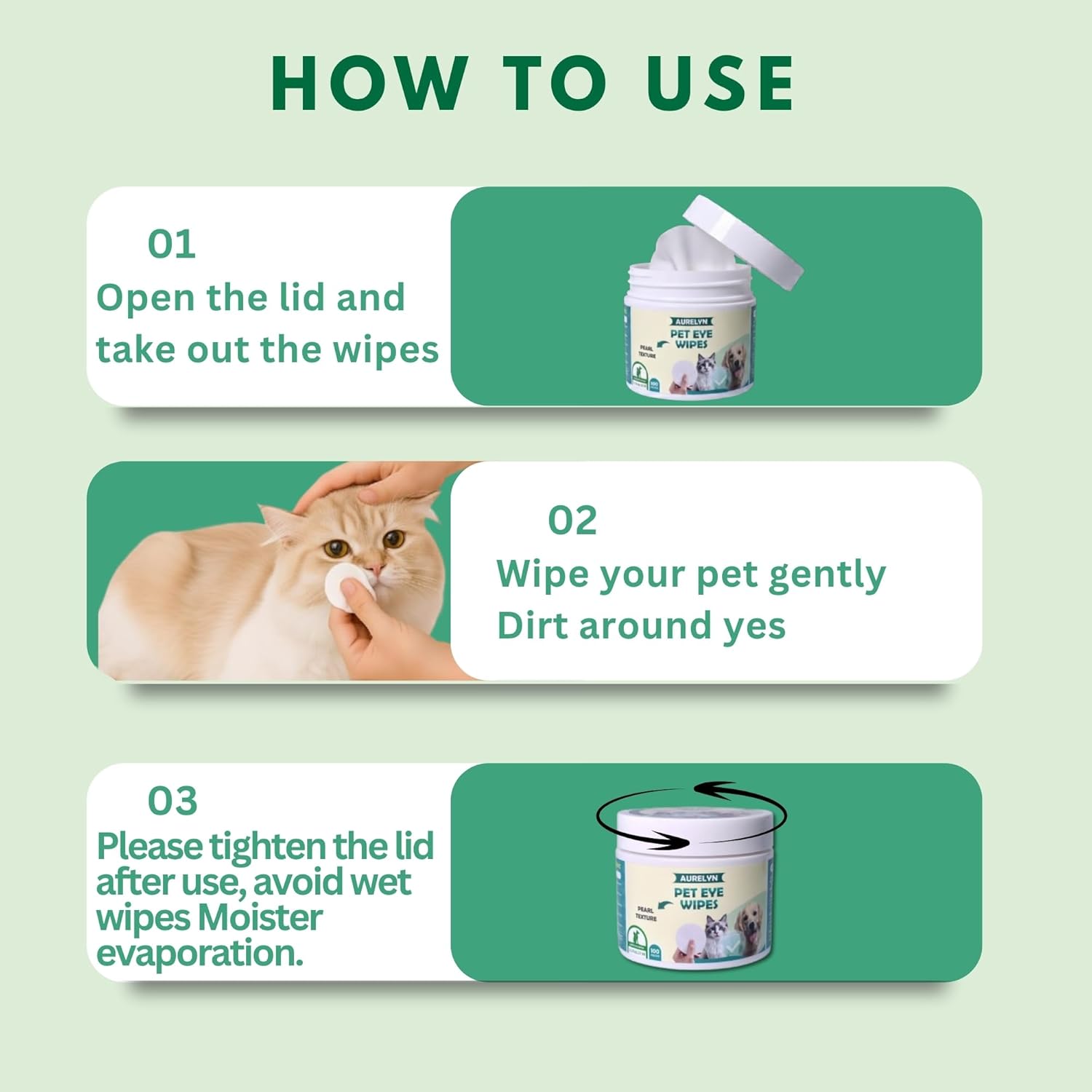 Pet Eye Wipes – 200 Cat & Dog Eye Wipes | Tear Stain Remover for Dogs Eyes | Disposable Pet Eyes Cleaning Pads to Remove Crust & Discharge | Perfect for Pets Daily Grooming Care
