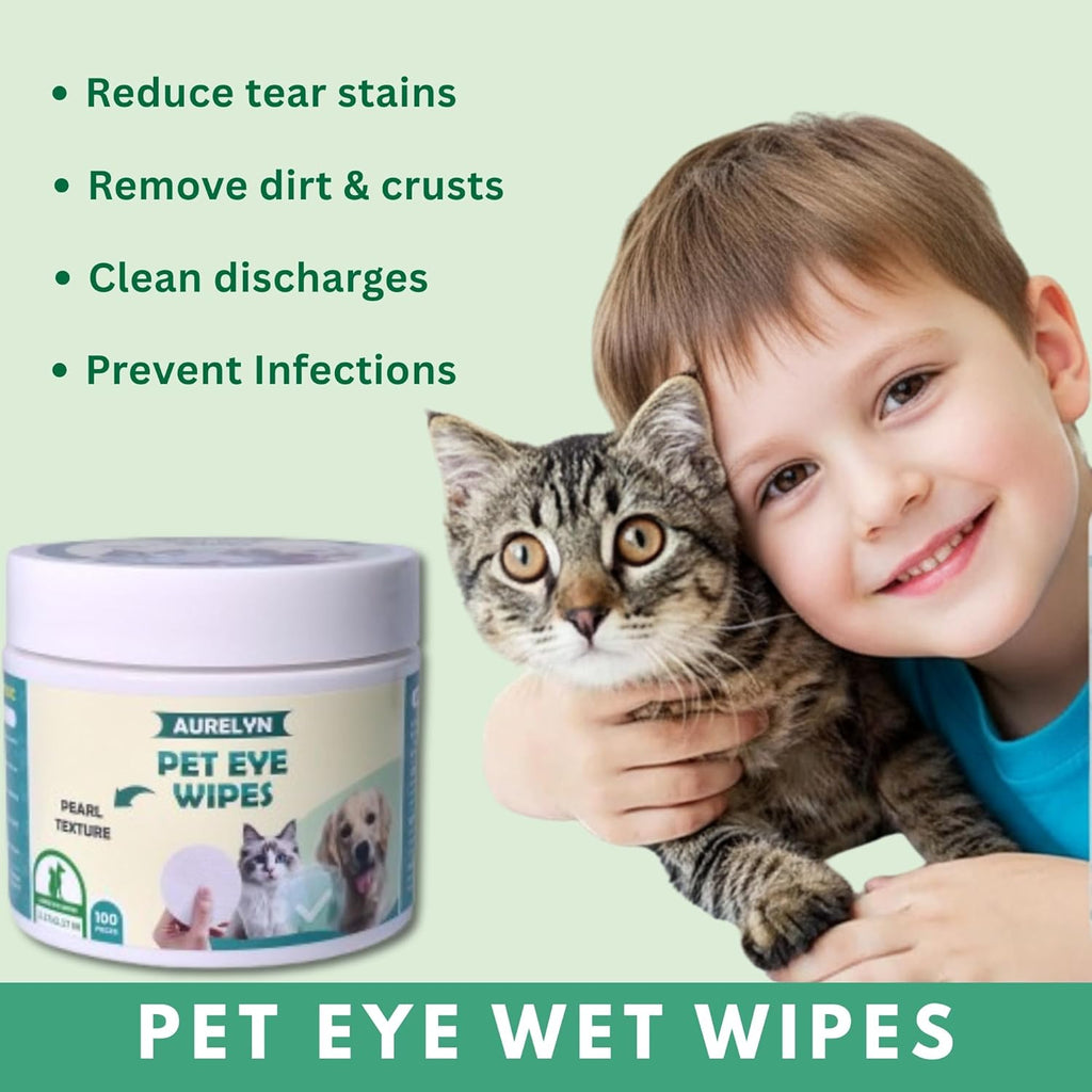 Pet Eye Wipes – 200 Cat & Dog Eye Wipes | Tear Stain Remover for Dogs Eyes | Disposable Pet Eyes Cleaning Pads to Remove Crust & Discharge | Perfect for Pets Daily Grooming Care