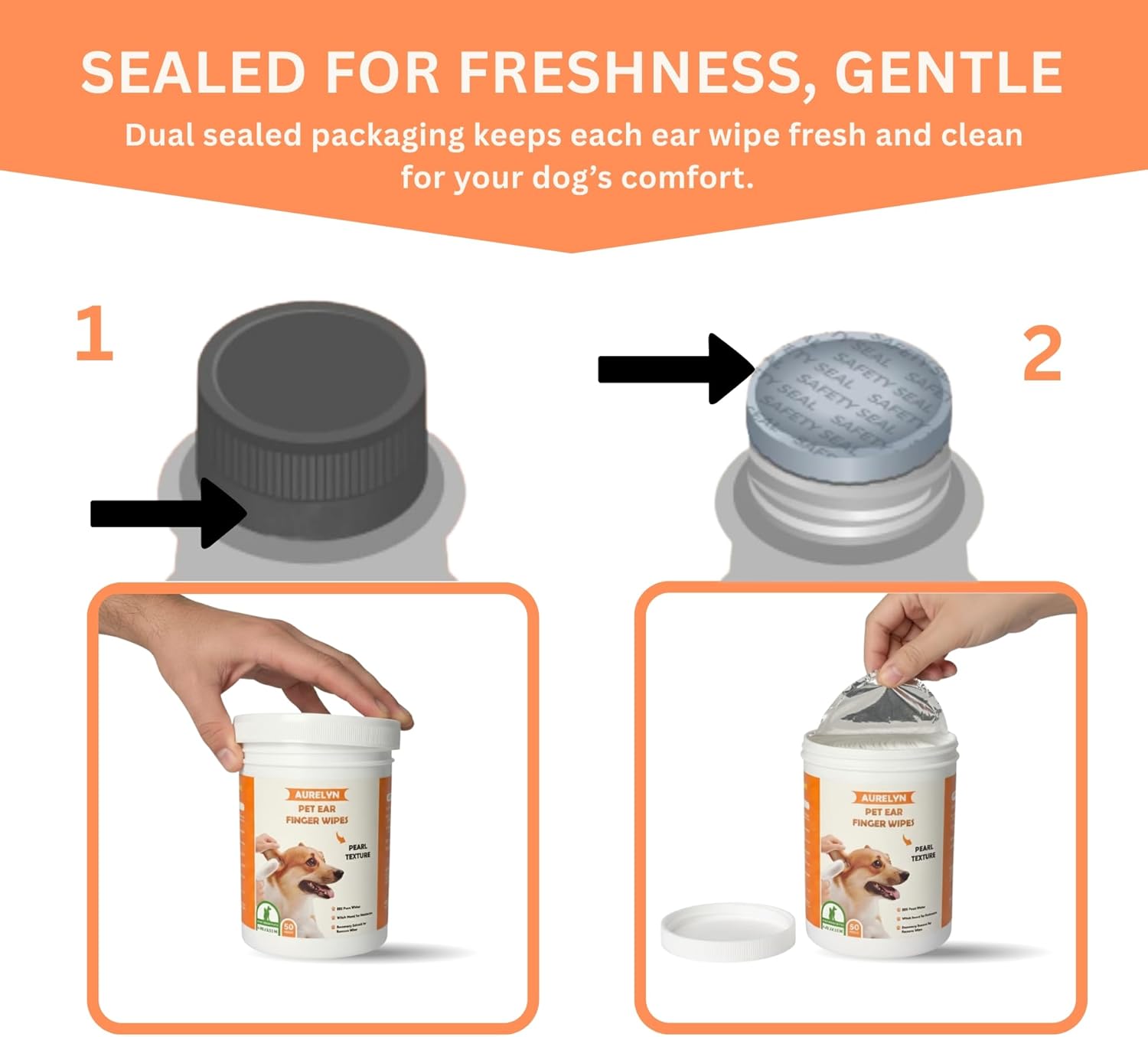 Dog Ear Cleaner – 100 Dog Ear Wipes Gently Remove Wax & Dirt | Ear Cleaner for Dogs UK | Ear Wipes for Dogs Biodegradable Cat Ear Cleaner Wipes