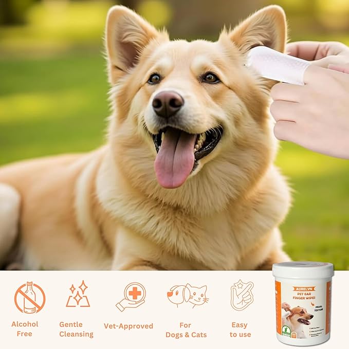 Dog Ear Cleaner – 100 Dog Ear Wipes Gently Remove Wax & Dirt | Ear Cleaner for Dogs UK | Ear Wipes for Dogs Biodegradable Cat Ear Cleaner Wipes